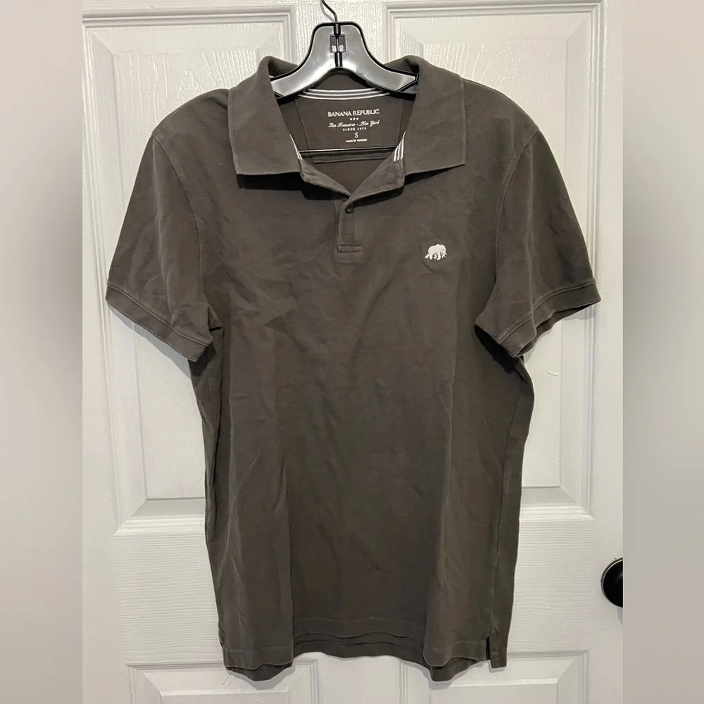 BANANA REPUBLIC Men’s Dark Gray Short Sleeve Solid Pique Polo Size S